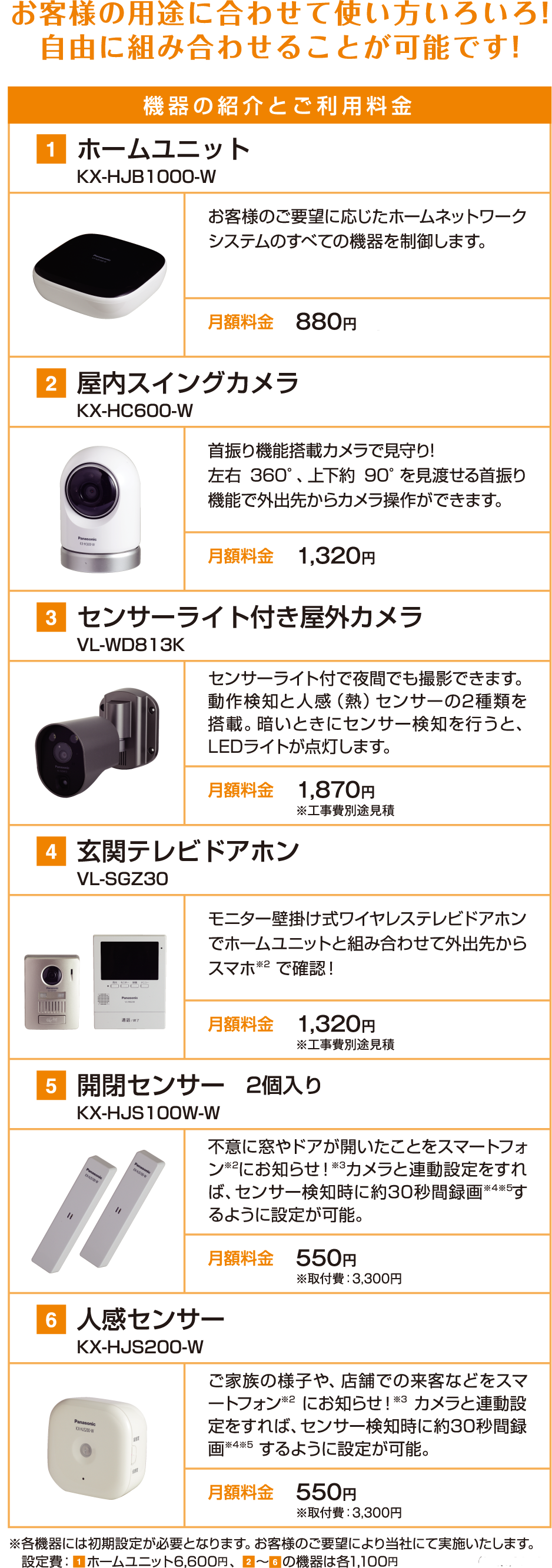 機器の紹介とご利用料金